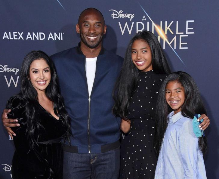 PHOTO: Kobe Bryant and his wife Vanessa Laine Bryant with their daughters Gianna Maria-Onore Bryant and Natalia Diamante Bryant at the premiere of 