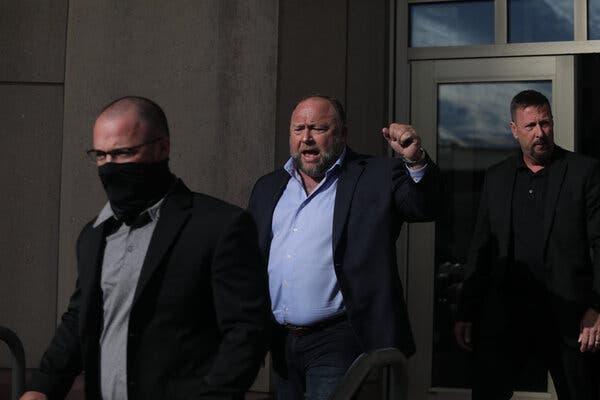 Alex Jones said that “the First Amendment will prevail” as he left the courthouse in Waterbury, Conn., on Thursday.
