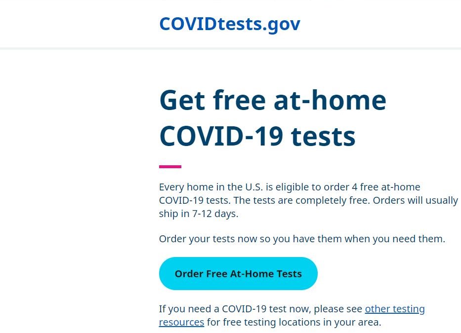 Website for Free COVID Tests From Government Launc... Free